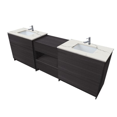 Combinación de lavabo moderno Element de pie de 92" y 102" con encimera de cuarzo -