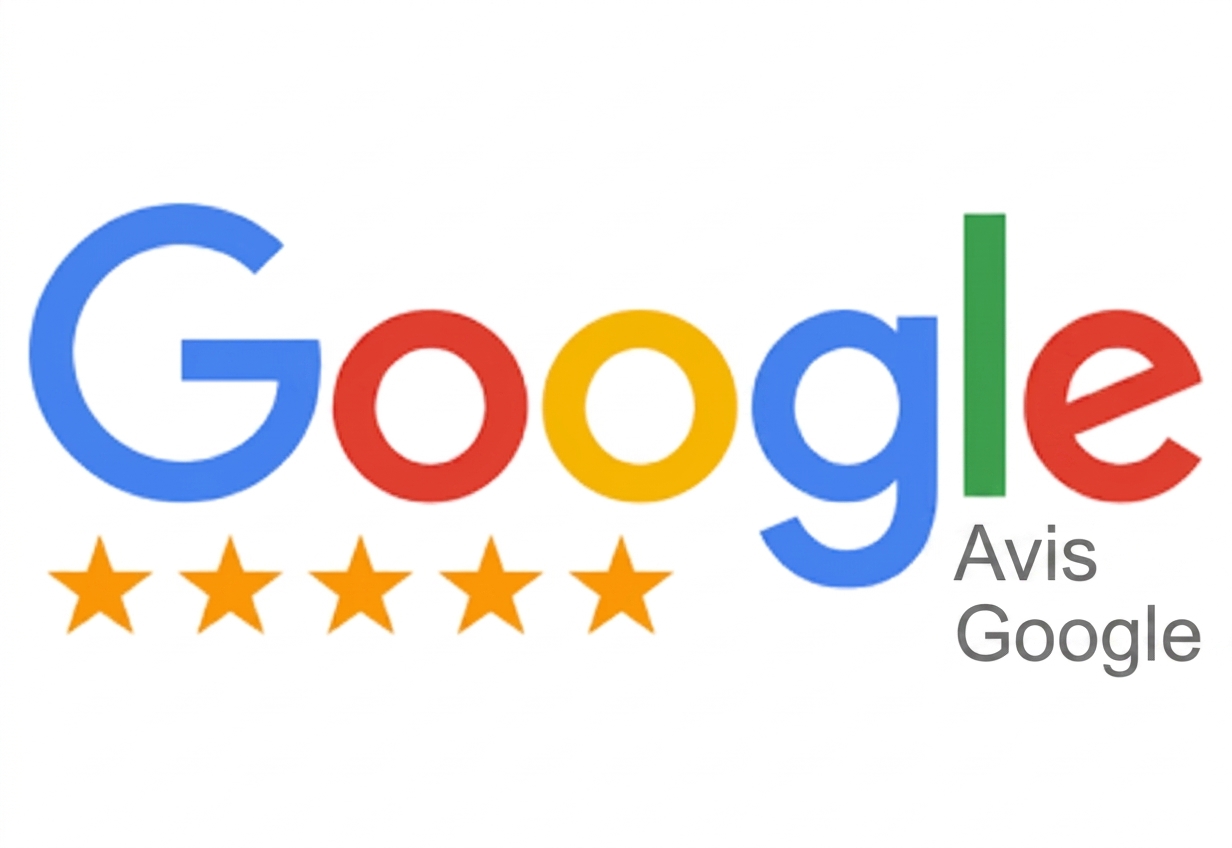 Badge Google Reviews avec cinq étoiles dorées représentant une satisfaction client parmi les mieux notées pour Ella’s Bubbles