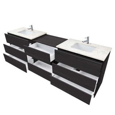 Combinación de lavabo moderno Element de pie de 92" y 102" con encimera de cuarzo -