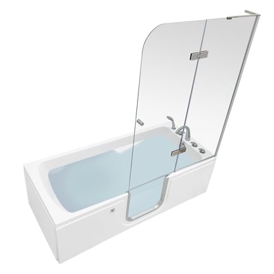 Baignoire à porte Ella modèle allongé 32x72 avec paroi de douche pliante en verre trempé et ensemble de robinetterie chromée