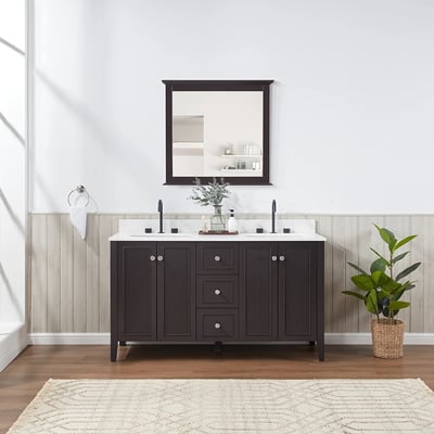Meuble-lavabo moderne Lille avec plan en quartz blanc massif -