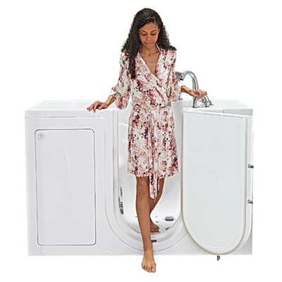 Clearance Capri Acrylic Outward Swing Door Walk-In Bathtub 30″ x 52″ Dual Drain Technology, RH door and drain, SN 5852112