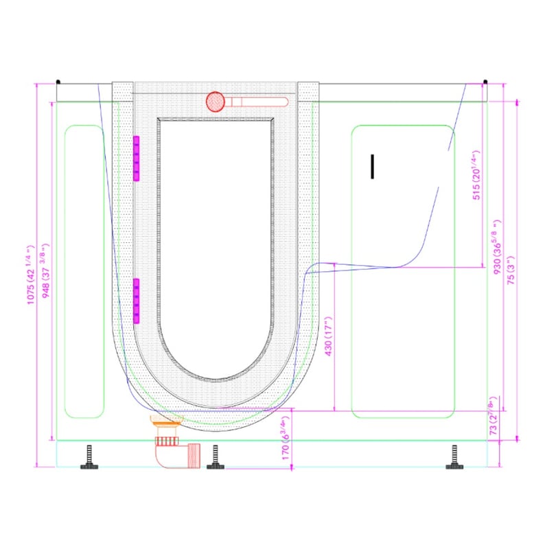 Clearance Item – Handyman’s Special Ella Zen Acrylic Outward Swing Door Walk-In Bathtub, 30″ x 52″ (76 x 132 cm), RH door and drain, serial #0211117 - Image 2