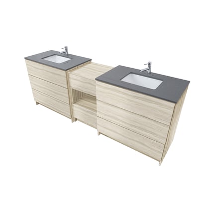 Combinación de lavabo moderno Element de pie de 92" y 102" con encimera de cuarzo -
