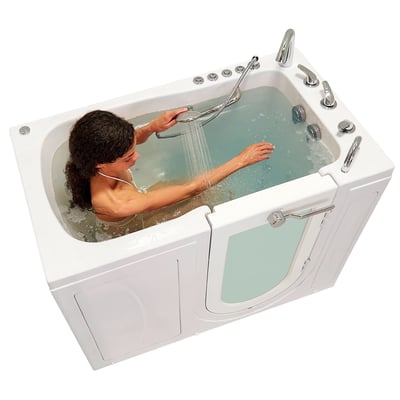 Déstockage : Baignoire à porte en acrylique Capri, ouverture vers l’extérieur, 30″ x 52″, technologie Dual Drain, porte et vidage à droite, N/S 0232506 -