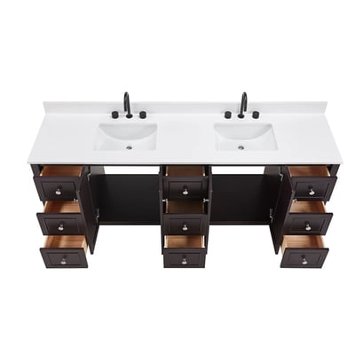 Meuble-lavabo moderne Lille avec plan en quartz blanc massif -