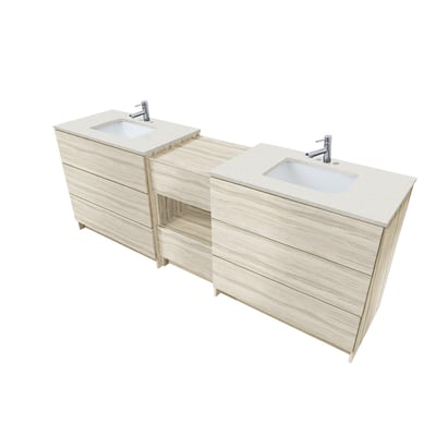 Combinación de lavabo moderno Element de pie de 92" y 102" con encimera de cuarzo -