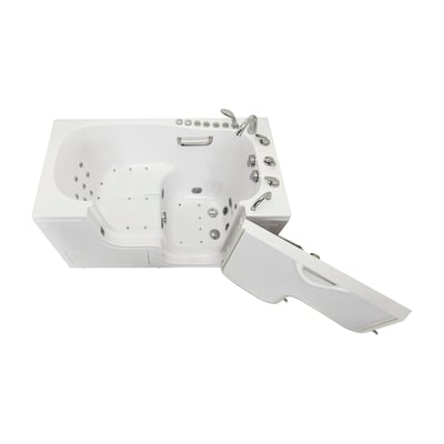 Ella Transfer60 walk-in tub with outward swing door open showing hydro jets, built-in seat, and chrome controls - 30x60 inch