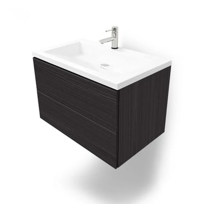 Meuble-lavabo moderne suspendu avec plan vasque en marbre de culture 30″x19″ -