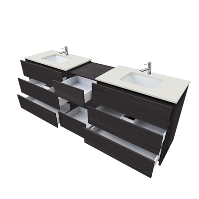 Combinación de lavabo moderno Element de pie de 92" y 102" con encimera de cuarzo -