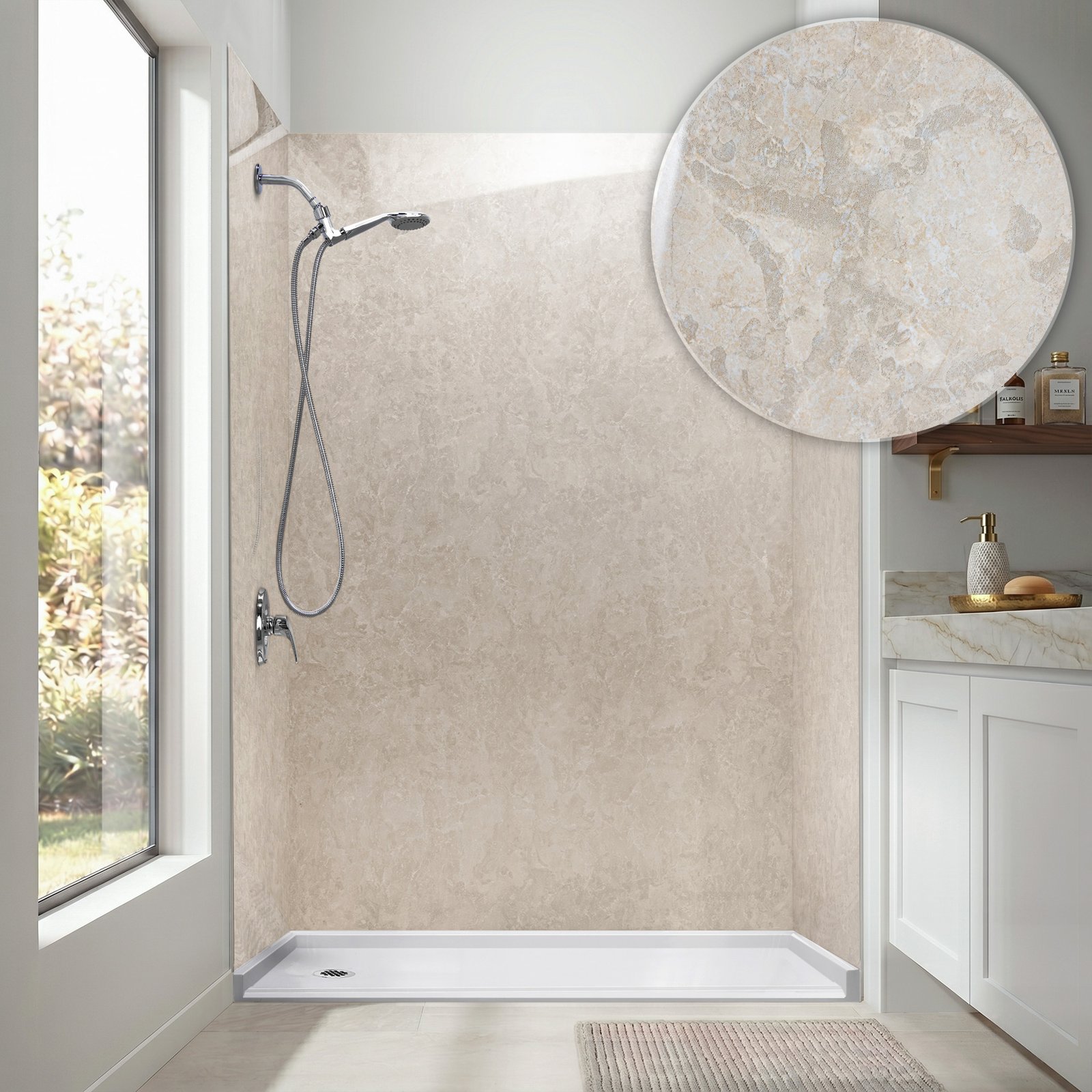 Duchas de la Marca Ella - ella desert stone acrylic panel shower walls kit 40x60x98 1 -
