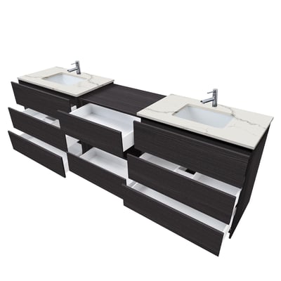 Combinación de lavabo moderno Element de pie de 92" y 102" con encimera de cuarzo -