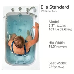 Clearance Ella Standard 30″x52” Acrylic Hydro Therapy Massage Walk-In Bathtub, RH door, and drain. Serial #S00279 - |