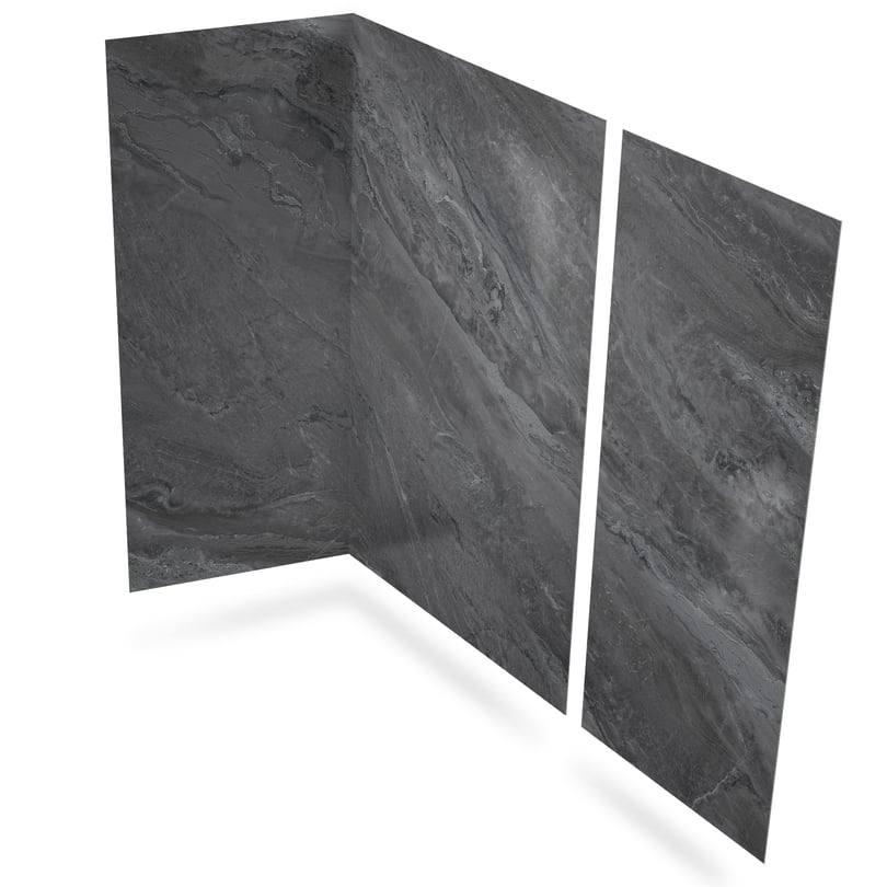 acrylic-3-panel-shower-wall-kit-bardiglio-marble-black-printed-lateral-view-glossy-finish