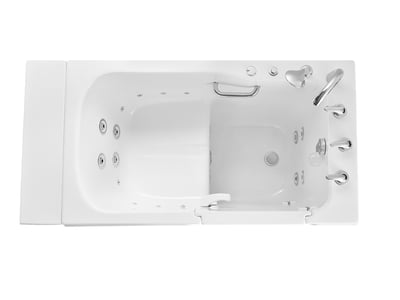 Overhead view of the Ella Standard walk-in tub with hydro therapy jets, built-in seat, grab bar, and right-side faucet controls