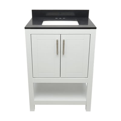Meuble sous-vasque simple Taos avec plan en marbre reconstitué ou en pierre de quartz -