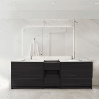 Combinación de lavabo moderno Element de pie de 92" y 102" con encimera de cuarzo -
