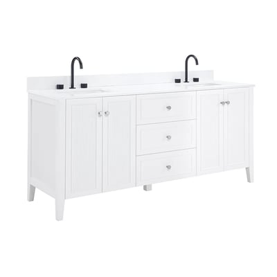 Meuble-lavabo moderne Lille avec plan en quartz blanc massif -