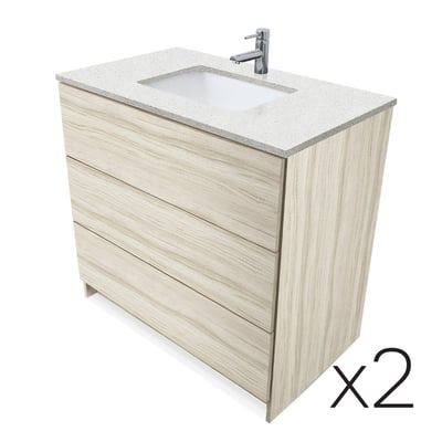 Combinación de lavabo moderno Element de pie de 92" y 102" con encimera de cuarzo -
