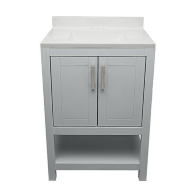 Meuble sous-vasque simple Taos avec plan en marbre reconstitué ou en pierre de quartz -
