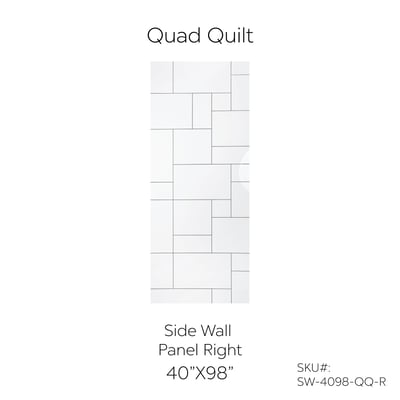 Quad Quilt CNC engraved acrylic right side wall panel 40x98 inches with geometric tile pattern