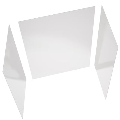 Three-panel white glossy acrylic walk-in tub or shower surround top enclosure panels on white background
