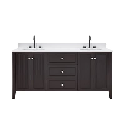 Meuble-lavabo moderne Lille avec plan en quartz blanc massif -