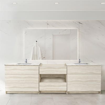 Combinación de lavabo moderno Element de pie de 92" y 102" con encimera de cuarzo -