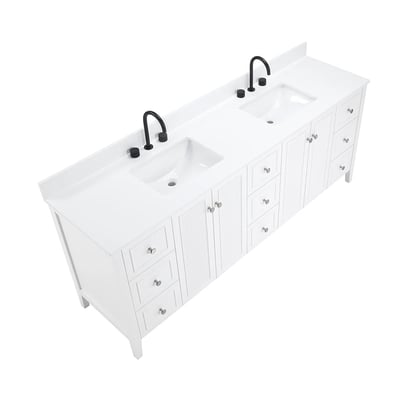 Meuble-lavabo moderne Lille avec plan en quartz blanc massif -