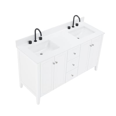 Meuble-lavabo moderne Lille avec plan en quartz blanc massif -