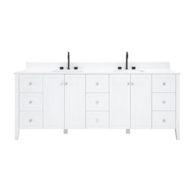 Meuble-lavabo moderne Lille avec plan en quartz blanc massif -