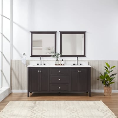 Meuble-lavabo moderne Lille avec plan en quartz blanc massif -