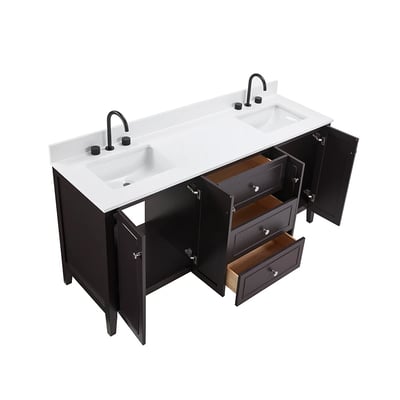 Meuble-lavabo moderne Lille avec plan en quartz blanc massif -