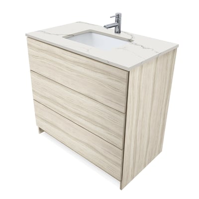 Mueble de baño moderno Element de 36″ con encimera de cuarzo y lavabo bajo encimera -