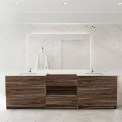 Combinación de lavabo moderno Element de pie de 92" y 102" con encimera de cuarzo -