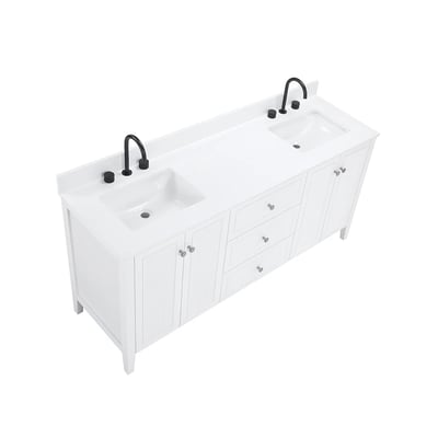 Meuble-lavabo moderne Lille avec plan en quartz blanc massif -