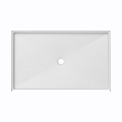 Base de ducha Ella blanca rectangular de 62x38, accesible para sillas de ruedas, desagüe central y suelo inclinado compatible con ADA