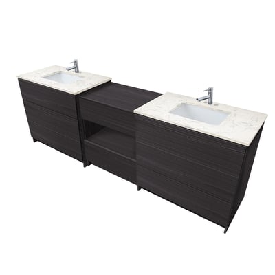 Combinación de lavabo moderno Element de pie de 92" y 102" con encimera de cuarzo -