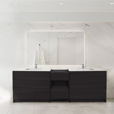 Combinación de lavabo moderno Element de pie de 92" y 102" con encimera de cuarzo -
