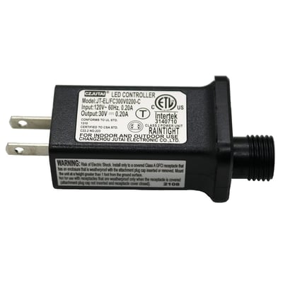 Black CZJUTAI LED controller low voltage transformer with ETL-listed label, 120V input and 30V output, raintight for indoor and outdoor use