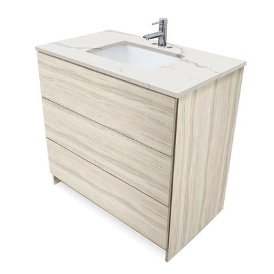 Mueble de baño moderno Element de 36″ con encimera de cuarzo y lavabo bajo encimera -