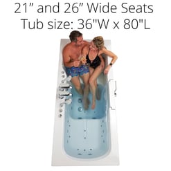 Big4two Two Seat Walk In Bathtub With Outward Swing Door Air Hydro Independent Foot Massage 36″x80″ 91cm X 203cm 52