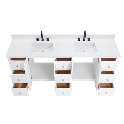 Meuble-lavabo moderne Lille avec plan en quartz blanc massif -