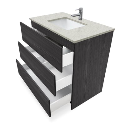 Mueble de baño moderno Element de 36″ con encimera de cuarzo y lavabo bajo encimera -