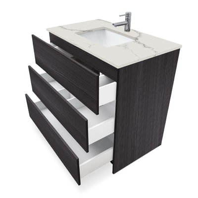 Mueble de baño moderno Element de 36″ con encimera de cuarzo y lavabo bajo encimera -
