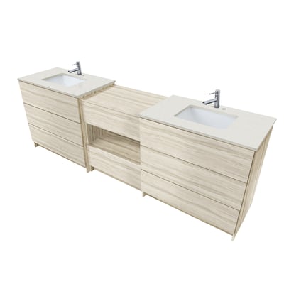 Combinación de lavabo moderno Element de pie de 92" y 102" con encimera de cuarzo -
