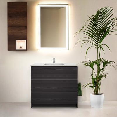 Mueble de baño moderno Element de 36″ con encimera de cuarzo y lavabo bajo encimera -