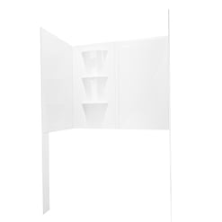 Acrylic 6 Pieces Shower Wall Kit with Soap Niche white