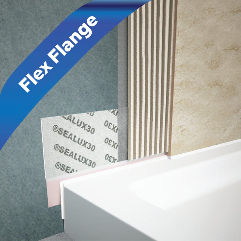 Flexible Glue Up Tile Flange for Walk-in Tubs, Shower Bases and Bathtubs Without Flange