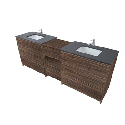 Combinación de lavabo moderno Element de pie de 92" y 102" con encimera de cuarzo -